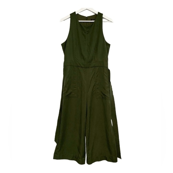 Banana Republic Cropped Wide Leg Belted Jumpsuit in Olive | Size 6P - Picture 2 of 8
